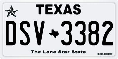TX license plate DSV3382