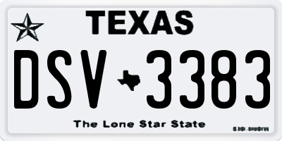 TX license plate DSV3383
