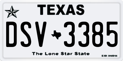 TX license plate DSV3385