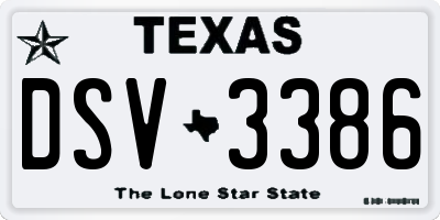 TX license plate DSV3386