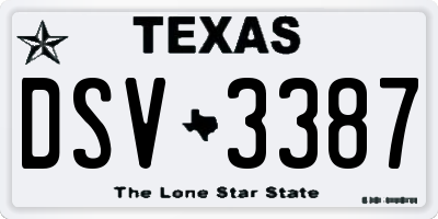 TX license plate DSV3387