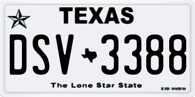 TX license plate DSV3388