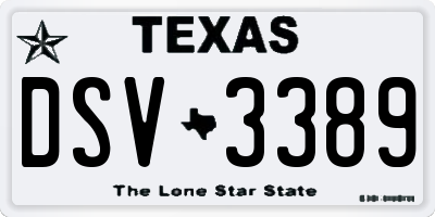 TX license plate DSV3389