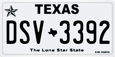 TX license plate DSV3392