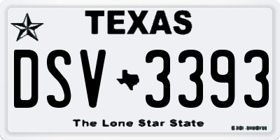 TX license plate DSV3393