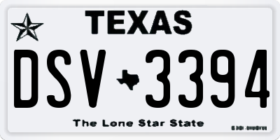 TX license plate DSV3394