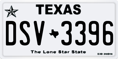 TX license plate DSV3396