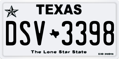 TX license plate DSV3398