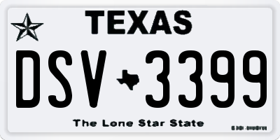 TX license plate DSV3399