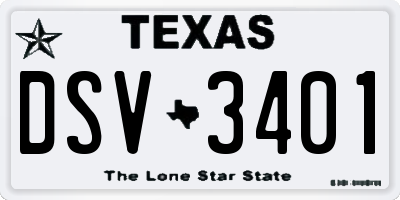 TX license plate DSV3401