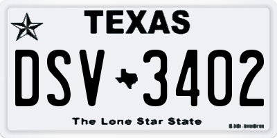 TX license plate DSV3402