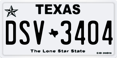 TX license plate DSV3404