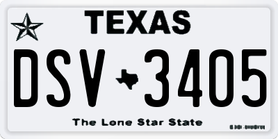 TX license plate DSV3405