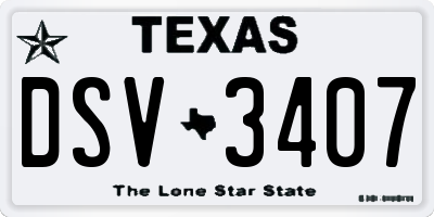 TX license plate DSV3407