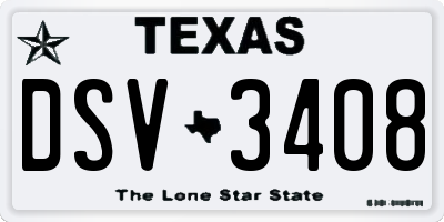 TX license plate DSV3408