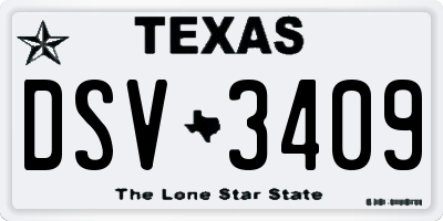 TX license plate DSV3409