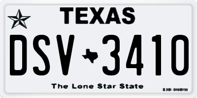 TX license plate DSV3410