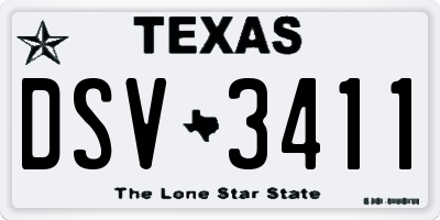 TX license plate DSV3411