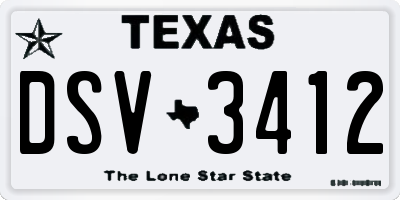 TX license plate DSV3412