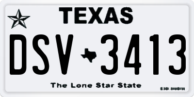 TX license plate DSV3413