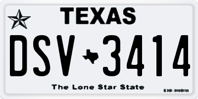 TX license plate DSV3414