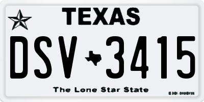 TX license plate DSV3415