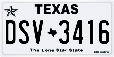 TX license plate DSV3416