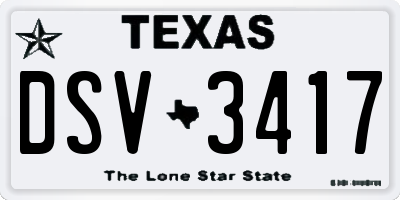 TX license plate DSV3417