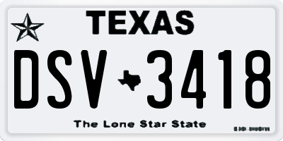 TX license plate DSV3418