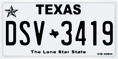 TX license plate DSV3419