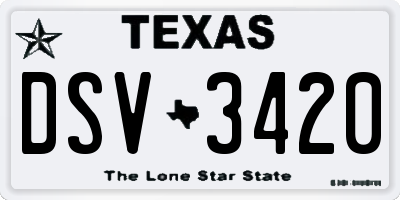 TX license plate DSV3420