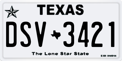 TX license plate DSV3421