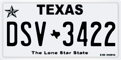 TX license plate DSV3422