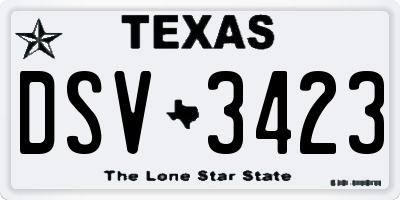 TX license plate DSV3423