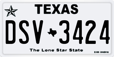 TX license plate DSV3424