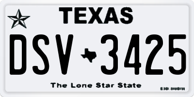 TX license plate DSV3425