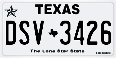 TX license plate DSV3426