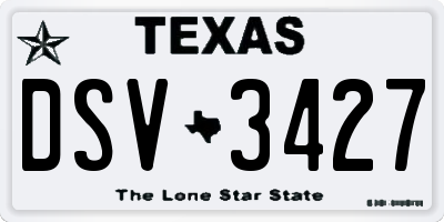 TX license plate DSV3427