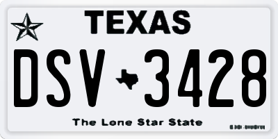 TX license plate DSV3428