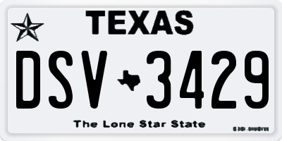 TX license plate DSV3429