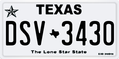 TX license plate DSV3430