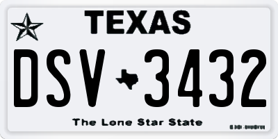 TX license plate DSV3432