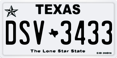 TX license plate DSV3433