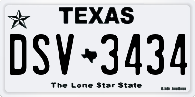 TX license plate DSV3434