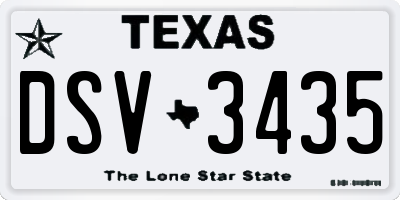 TX license plate DSV3435