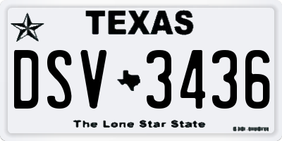 TX license plate DSV3436
