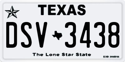 TX license plate DSV3438