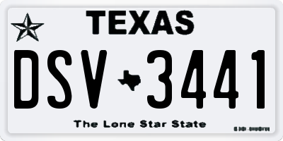 TX license plate DSV3441