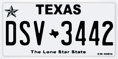 TX license plate DSV3442
