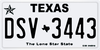TX license plate DSV3443